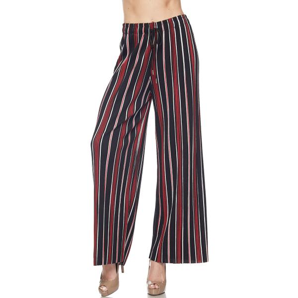 Wholesale 902G - Georgette Pleated Pants Ankle Length - #03 Black-Red Striped w/ Drawstring - One Size Fits All