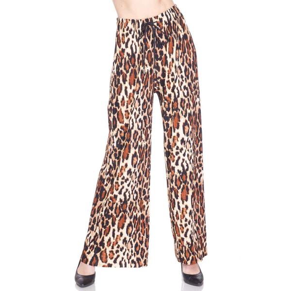 Wholesale 902G - Georgette Pleated Pants Ankle Length - #23 Leopard Print w/ Drawstring - Plus Size (XL-2X)