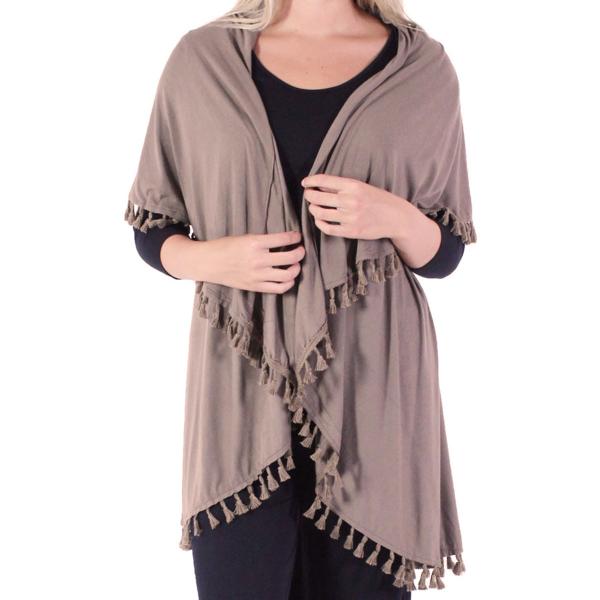 Wholesale 511 - Tasseled Vests Taupe* - One Size Fits Most