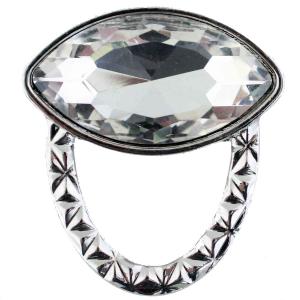 2895 - Magnetic Eyeglass Holder Brooch Oval Crystal - Clear - 