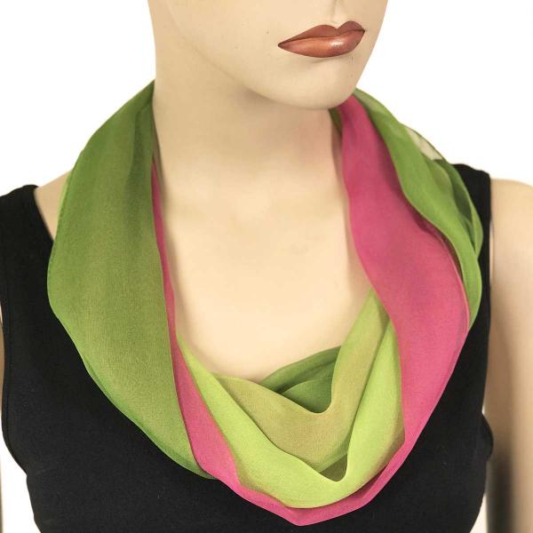 Wholesale 2508 - Jewelry Infinity Scarves 106MML - Magenta-Mauve-Lime Tri-Color<br>
Magnetic Clasp Silky Dress Scarf - 