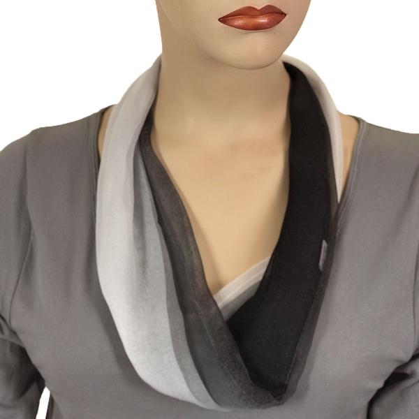 Wholesale 2901 - Magnetic Clasp Silky Dress Scarves 106BGW - Black-Grey-White Tri-Color<br>
Magnetic Clasp Silky Dress Scarf - 