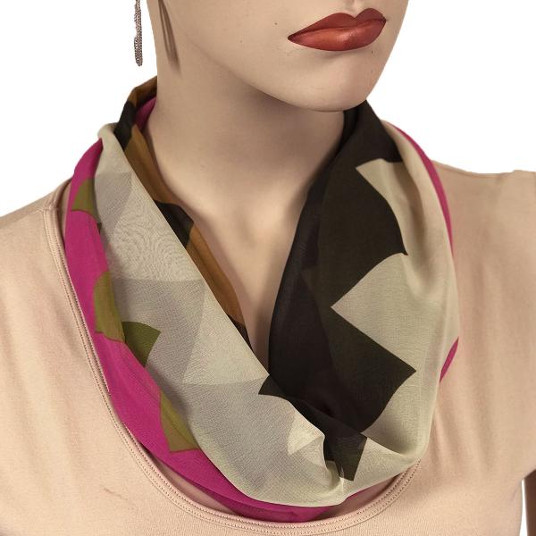 Wholesale 2901 - Magnetic Clasp Silky Dress Scarves 718OL - Pink-Ivory Zig Zag 2<br>
Magnetic Clasp Silky Dress Scarf - 