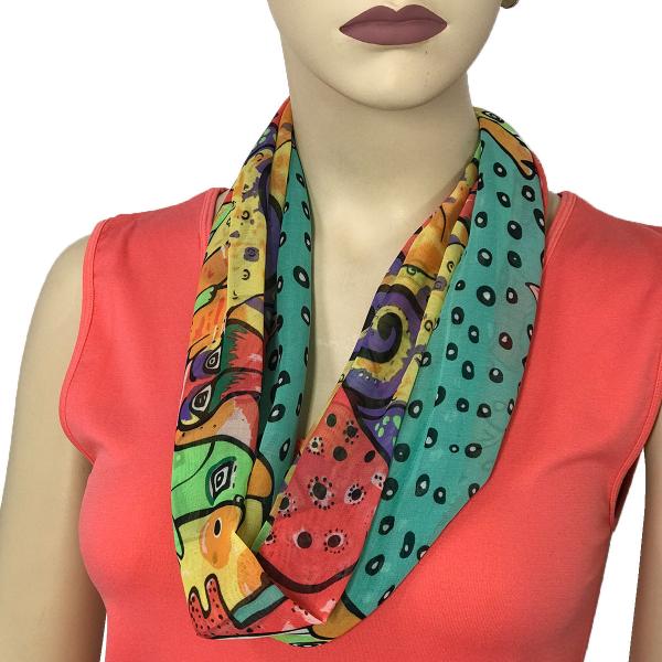 Wholesale 2901 - Magnetic Clasp Silky Dress Scarves 720TL - Teal Cats and Dogs<br>
Magnetic Clasp Silky Dress Scarf - 