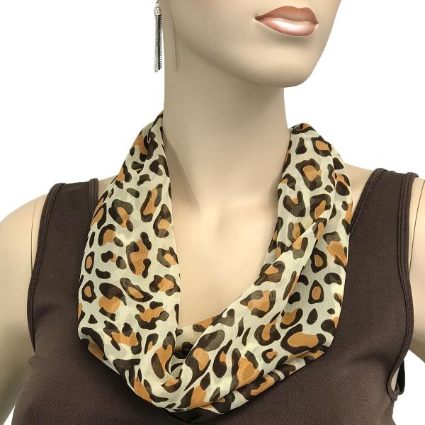 Wholesale 2901 - Magnetic Clasp Silky Dress Scarves 104BR - Brown Cheetah<br>
Magnetic Clasp Silky Dress Scarf - 
