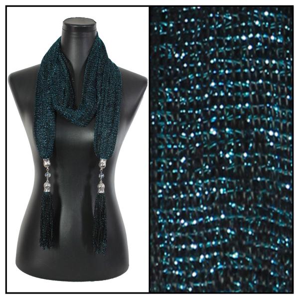 wholesale 2904 - Metallic Jewelry Scarves Mesh - Black-Turquoise - 