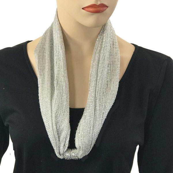 Wholesale 2905 - Magnetic Clasp Metallic Scarves Mesh - Silver - 