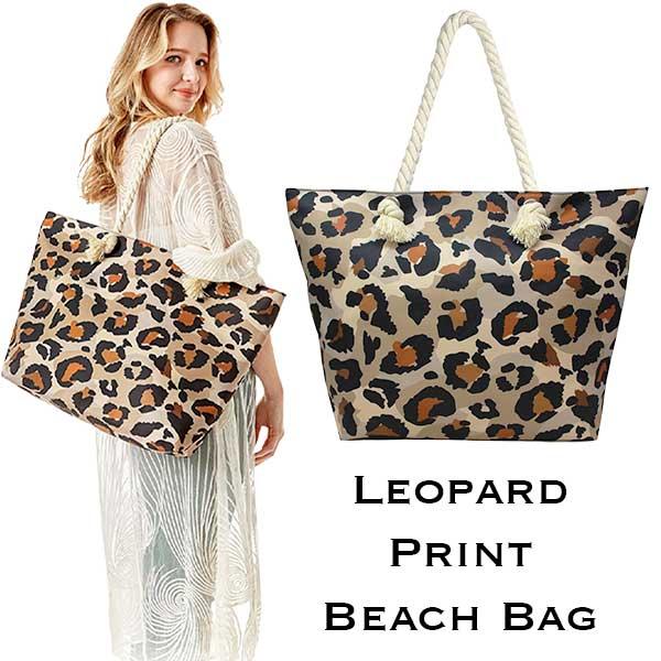 Wholesale 2917 - Rope Handle Tote Bags 340 - Leopard Print - 21.6