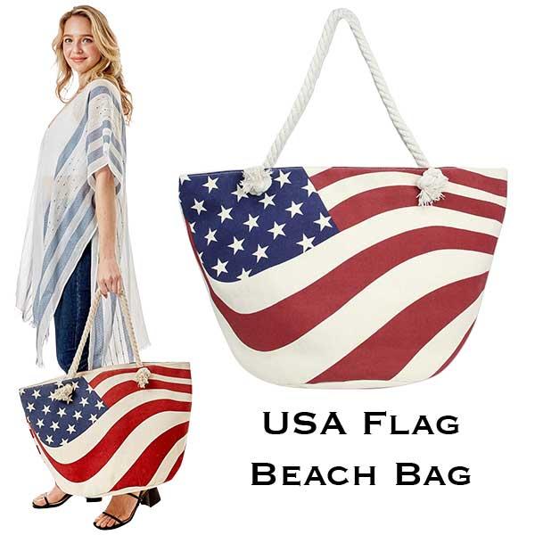 Wholesale 2917 - Rope Handle Tote Bags 092 - USA Flag Print - 23