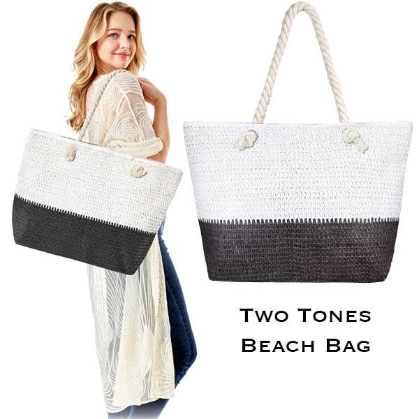 wholesale 2917 - Rope Handle Tote Bags 376 - Two Tone Black and White - 23