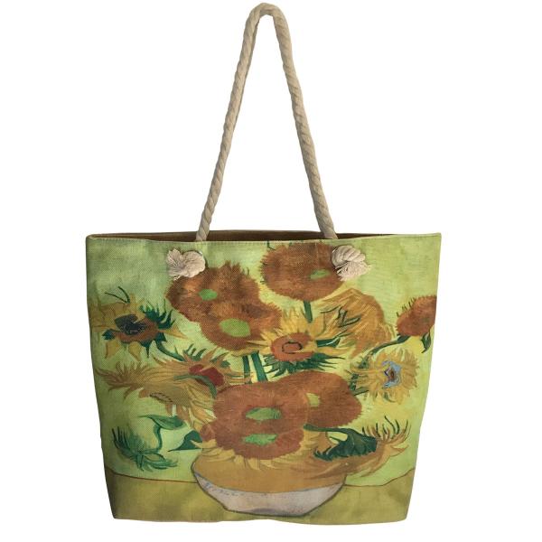 wholesale 2917 - Rope Handle Tote Bags 322 - Sunflowers (Vincent Van Gogh)*** - 20.5: x 14.6