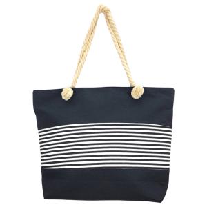2917 - Rope Handle Tote Bags 2065 - Black Stripes<br>
Summer Tote Bag
 - 19.5