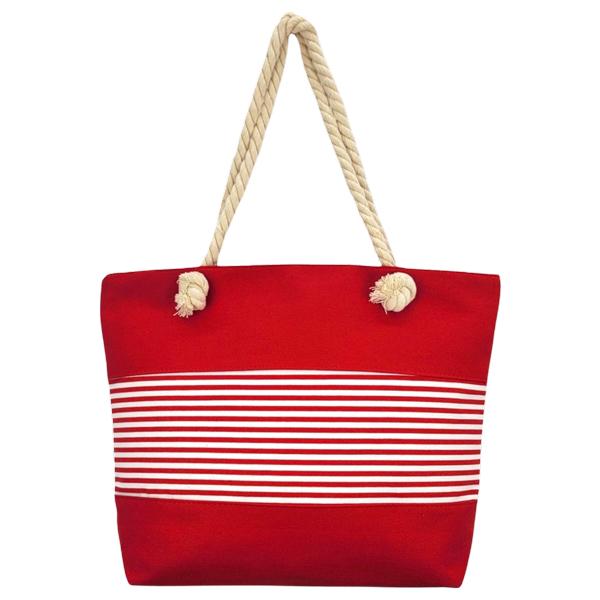 wholesale 2917 - Rope Handle Tote Bags 2065 - Red Stripes<br>
Summer Tote Bag
 - 19.5