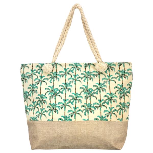 wholesale 2917 - Rope Handle Tote Bags 2067 - Palm Tree<br>
Summer Tote Bag
 - 19.5