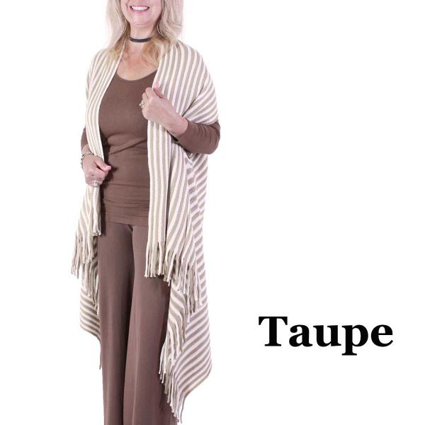 Wholesale 9182 - Knit Striped Vests  Taupe - 