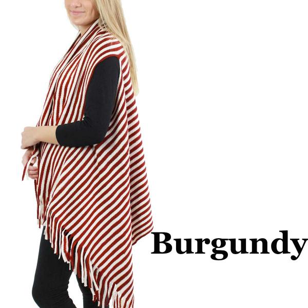 Wholesale 9182 - Knit Striped Vests  Burgundy - 