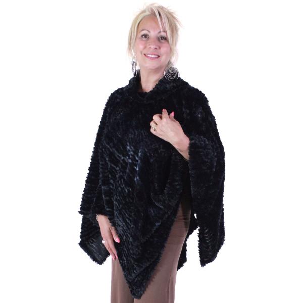 Wholesale Winter Ponchos - Faux Fur Designs 2970 Rippled Faux Fur 8660 - Black - 