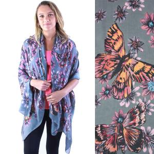 2995 - Boutique Charmeuse Shawls #12 Stencil Butterfly Steel Grey - 