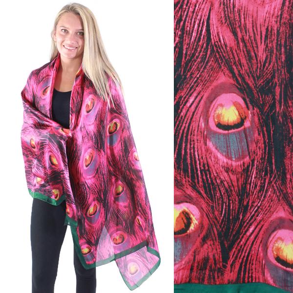 Wholesale 2995 - Boutique Charmeuse Shawls #25 Peacock Feathers Magenta - 