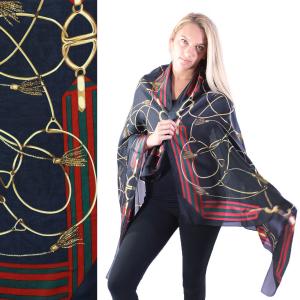 2995 - Boutique Charmeuse Shawls #29 Chain Design Navy - 