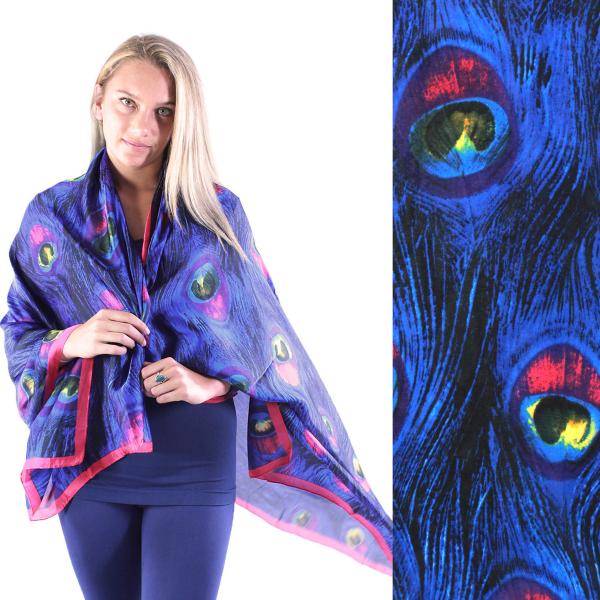 Wholesale 2995 - Boutique Charmeuse Shawls #36 Peacock Feathers Blue - 
