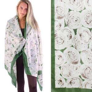 2995 - Boutique Charmeuse Shawls #45 Roses Green - 
