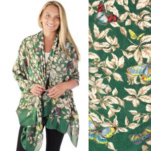 2995 - Boutique Charmeuse Shawls #48 Butterflies Green - 