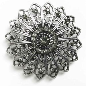 2997 - Artful Design Magnetic Brooches 535 Silver Mandala 16 Sided  - 1.75