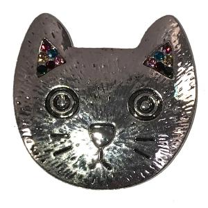 2997 - Artful Design Magnetic Brooches 546 Silver Cat Design - 1.75
