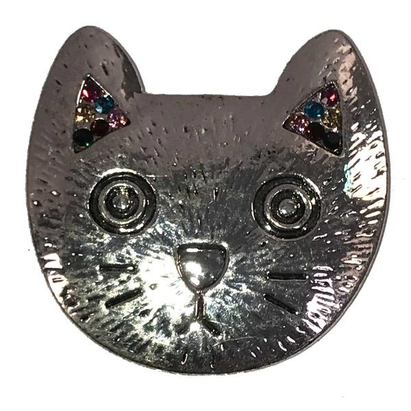 Wholesale 2997 - Artful Design Magnetic Brooches 546 Silver Cat Design - 1.75