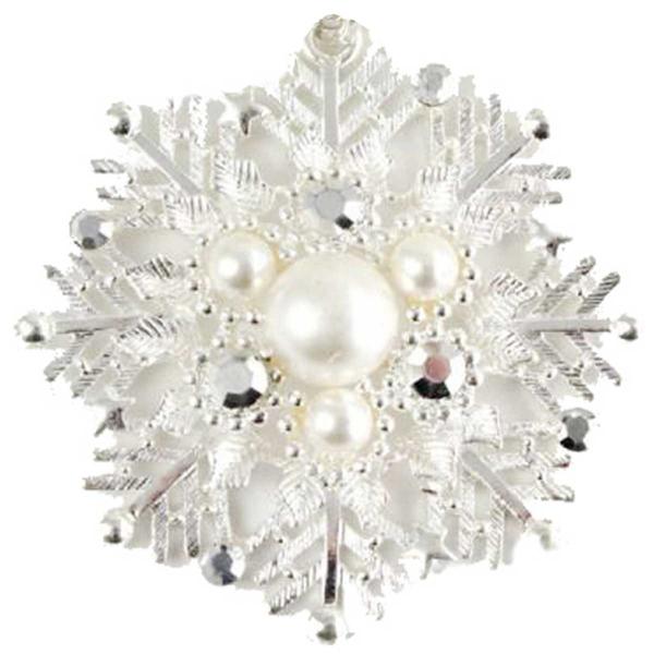 Wholesale 2997 - Artful Design Magnetic Brooches 548 Platinum Snow Flake  - 2.25