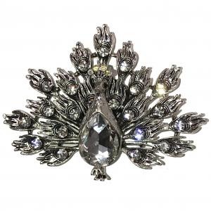 2997 - Artful Design Magnetic Brooches 549 Silver Peacock  - 
