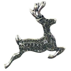 2997 - Artful Design Magnetic Brooches 558 Silver Reindeer   - 2.25