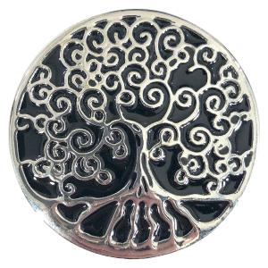 2997 - Artful Design Magnetic Brooches 700 Silver-Black Tree of Life  - 1.75
