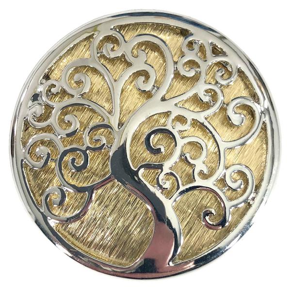 Wholesale 2997 - Artful Design Magnetic Brooches 566 Silver-Gold Tree of Life  - 1.625