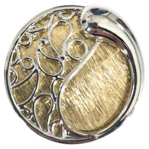 2997 - Artful Design Magnetic Brooches 570 Silver-Gold Yin Yang Paisley - 1.625