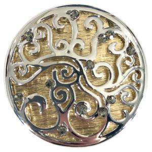 2997 - Artful Design Magnetic Brooches 571 Silver-Gold Swirl Design   - 1.625