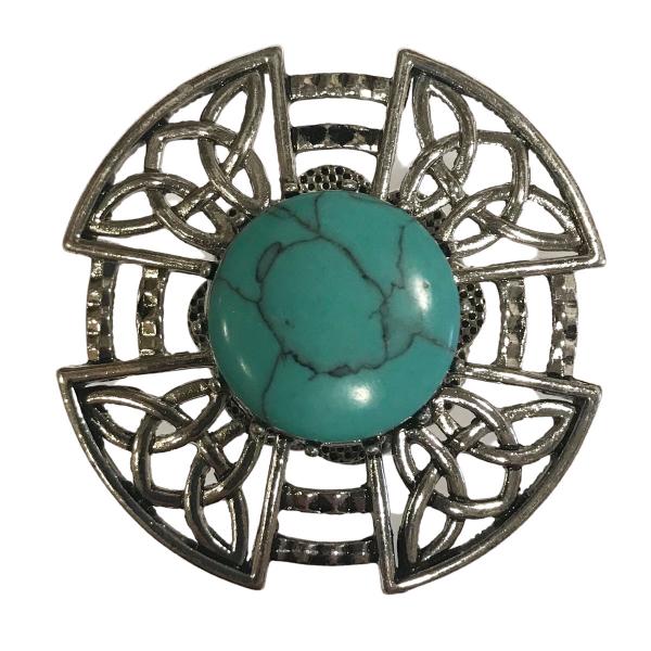Wholesale 2997 - Artful Design Magnetic Brooches 601 Turquoise Filagree Magnetic Brooch  - 2