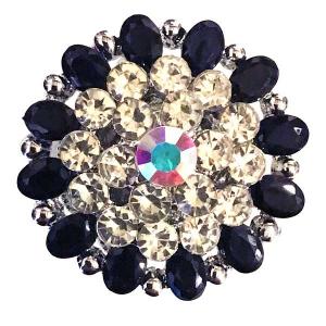 Wholesale 2997 - Artful Design Magnetic Brooches 564 - Black<br>Black and Crystal Flower Design - 1.5