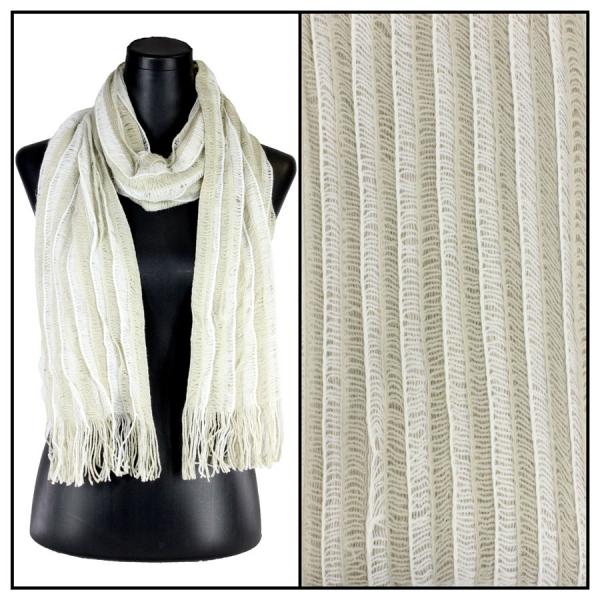 wholesale 3010 - Winter Oblong Scarves Knitted Stripes 1120 - Ivory - 