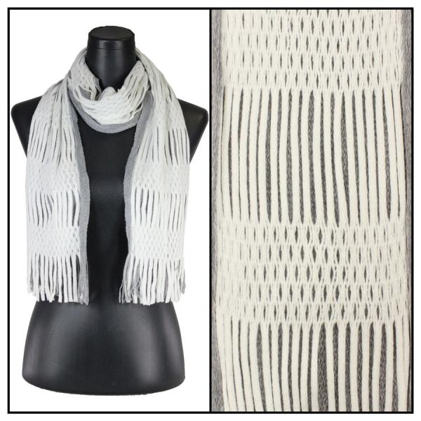 wholesale 3010 - Winter Oblong Scarves Two Way Knit Tube - Ivory-Grey - 