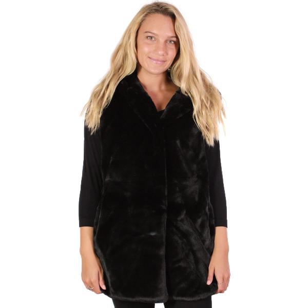 wholesale 8482 - Hooded Faux Mink Vests 8482 - Black <br>
Faux Mink Vest - One Size Fits Most