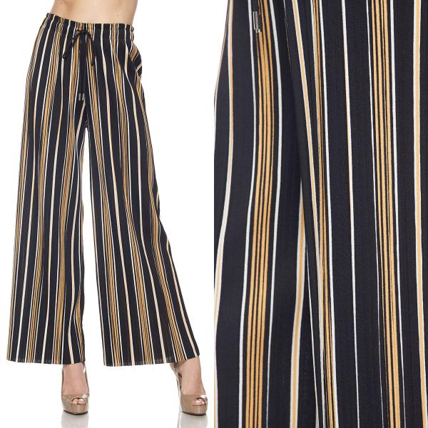 Wholesale 902T - Pleated (No Hem) Twill Pants PLUS #07 Striped Black-Gold-White - Plus Size (XL-2X)