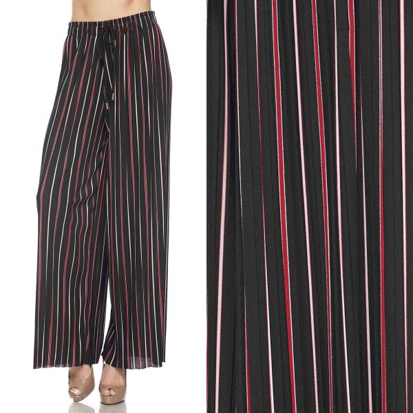 Wholesale 902T - Pleated (No Hem) Twill Pants PLUS #09 Striped Black-Red-White - Plus Size (XL-2X)