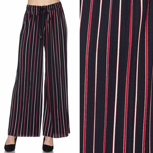 Wholesale 902T - Pleated (No Hem) Twill Pants #12 Striped Navy-Red - One Size Fits All