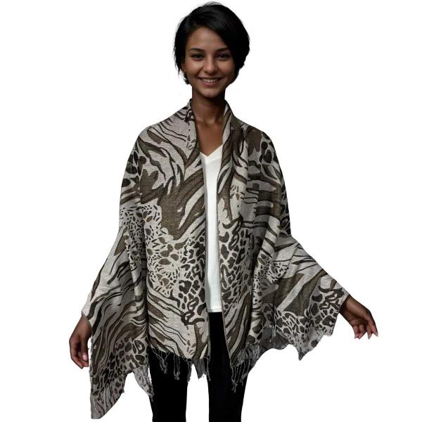3050 - Abstract Animal Print Shawls - Natural/Brown/Taupe  3050 - Abstract Animal Print Shawls Natural/Brown/Taupe -