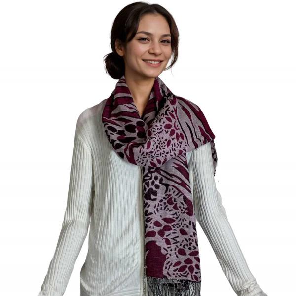 3050 - Abstract Animal Print Shawls - Natural/Wine/Berry  3050 - Abstract Animal Print Shawls Natural/Wine/Berry -