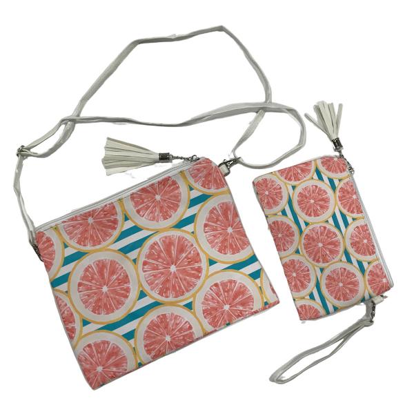 Wholesale 3057  - Crossbody Bags and Wristlets Crossbody Bag Set- 9301 Grapefruit Print - 