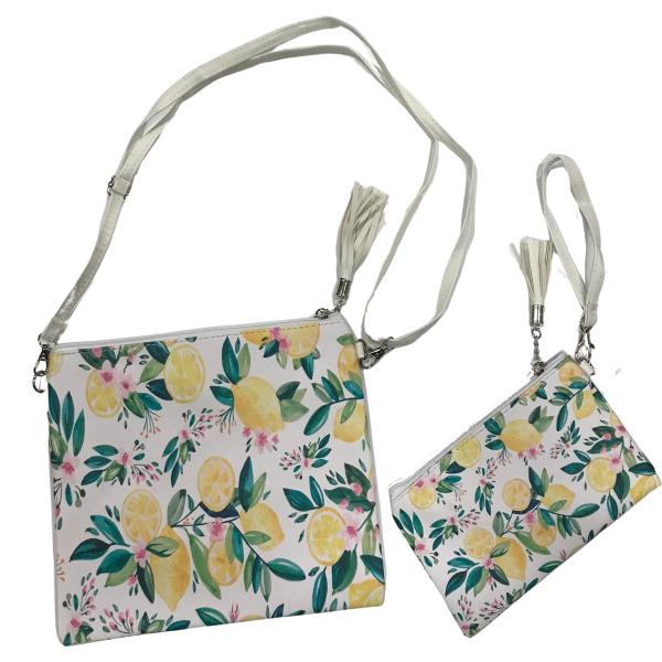 wholesale 3057  - Crossbody Bags and Wristlets Crossbody Bag Set- 9301 Lemon Print - 