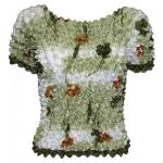 Gourmet Popcorn - Short Sleeve - Motif Green, White & Brown Floral